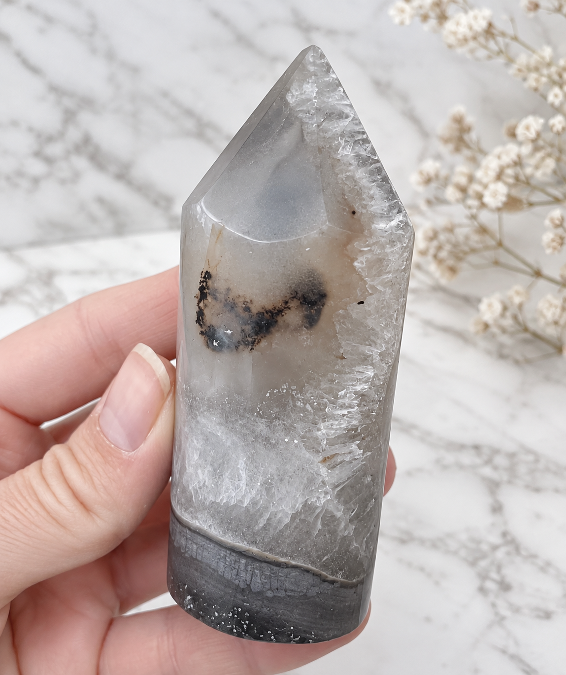 Agate Round Crystal Tower