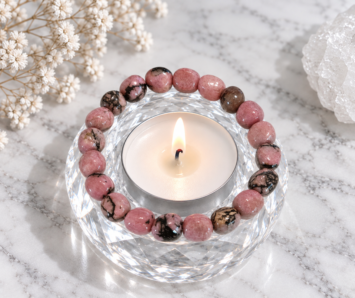 Med Rhodonite Crystal Bracelet