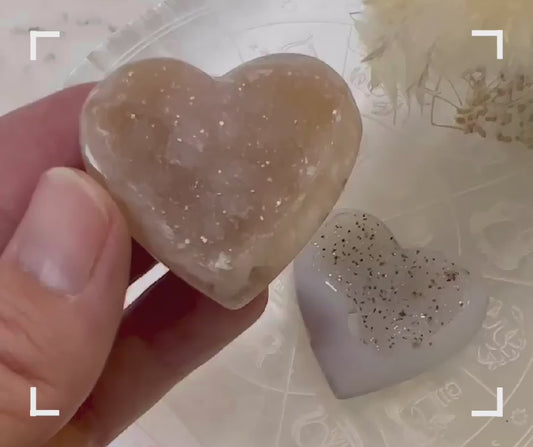 Agate Druzy Crystal Heart