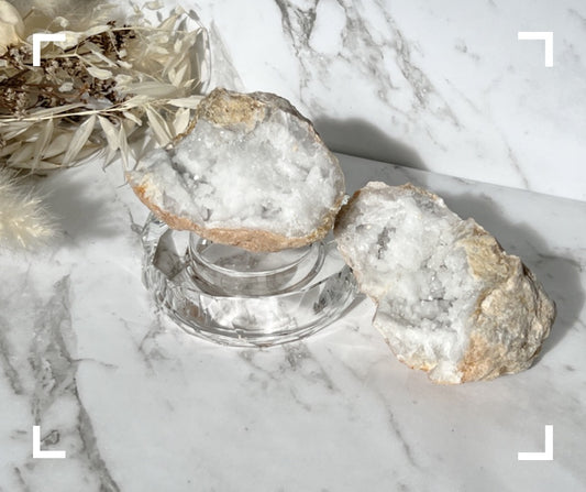 Small Quartz Crystal Geode Cave (2 piece)