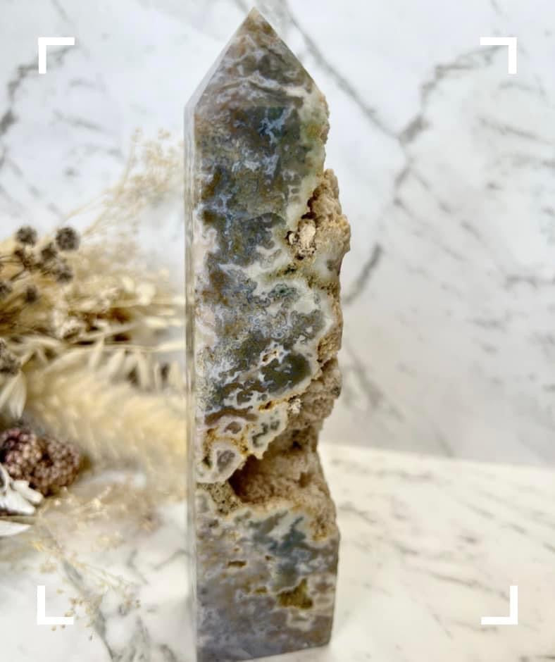 Purple Moss Agate Crystal Tower