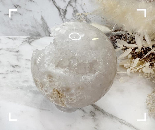 White Calcite Crystal Sphere