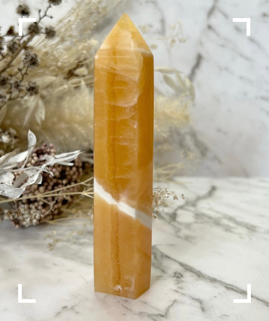 Orange Calcite Crystal Tower