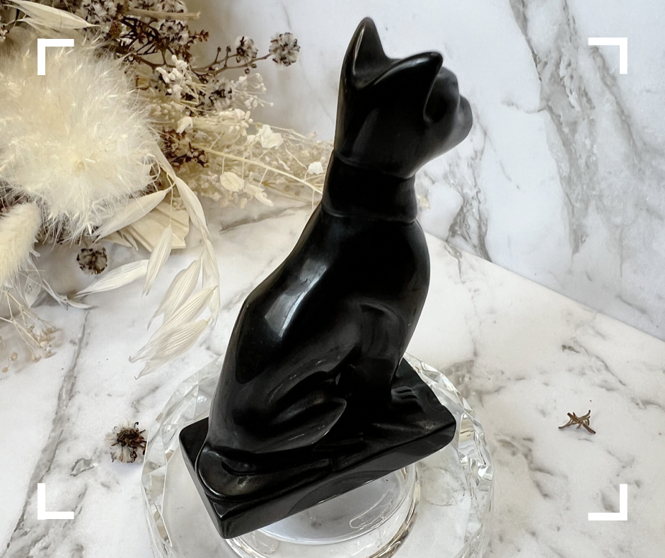 Obsidian Bastet Crystal Cat