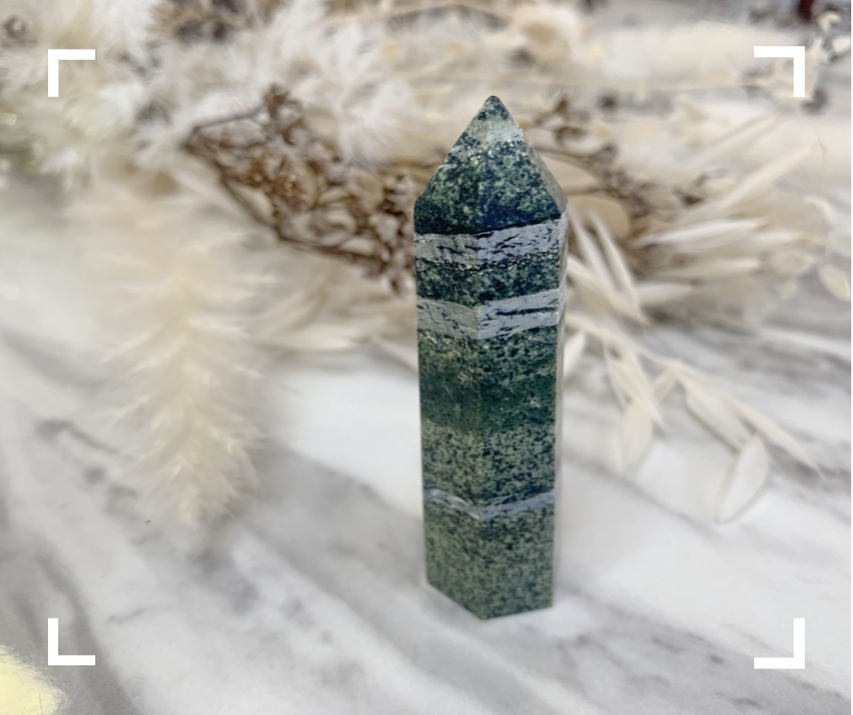 Green Zebra Jasper Crystal Tower