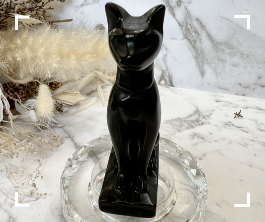 Obsidian Bastet Crystal Cat