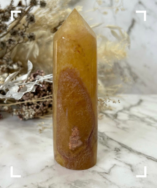 Golden Fluorite Rounded Crystal Tower