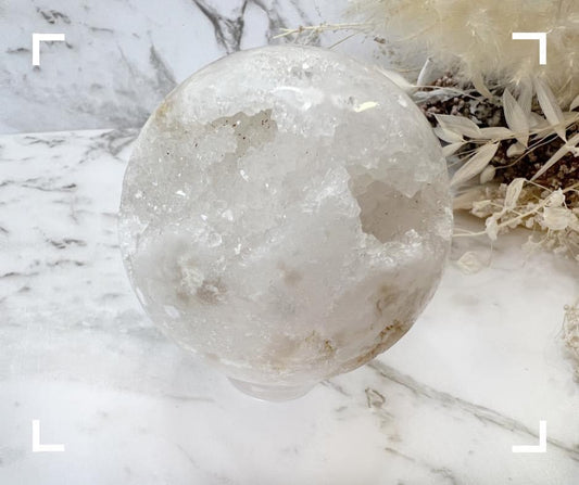 White Calcite Crystal Sphere