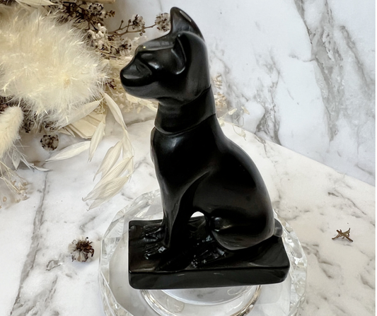 Obsidian Bastet Crystal Cat