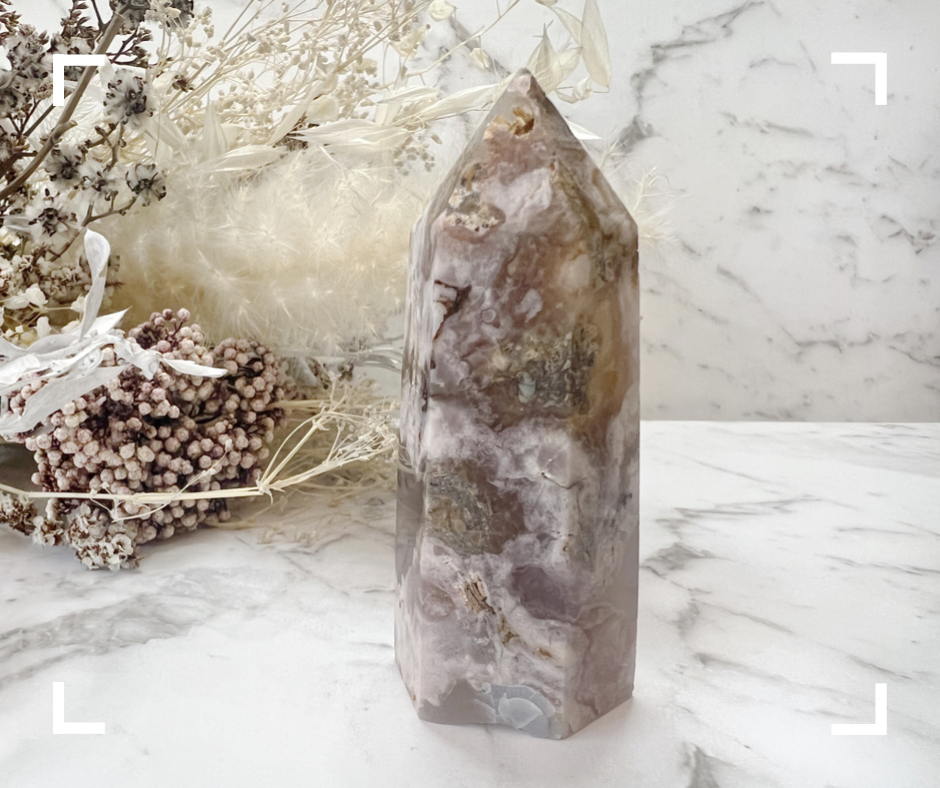 Flower Agate Crystal Tower 1