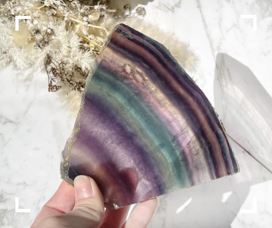 Rainbow Fluorite Crystal Slice